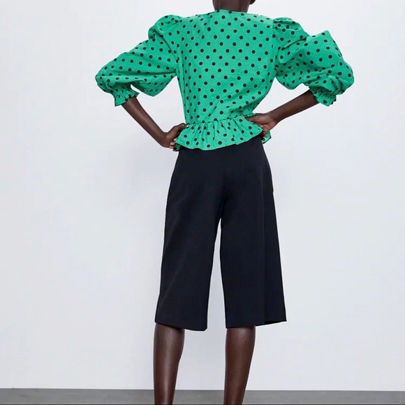 ZARA | Puff Sleeves Polka Dot Blouse Top - Picture 7 of 8